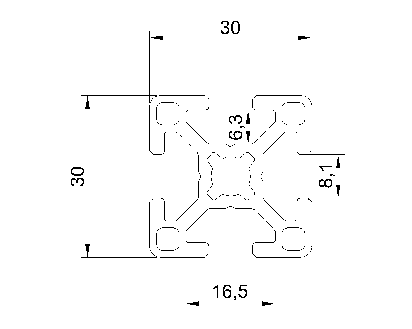 Схема - конструкционный профиль 30х30