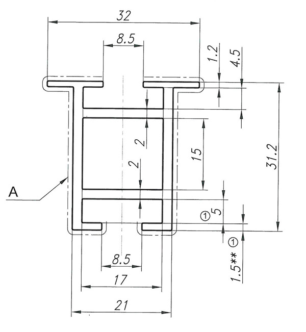 Схема - Алюминиевый профиль для вентиляции НЧП-3874
