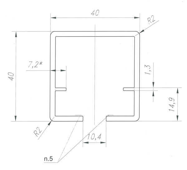 Схема - Алюминиевый профиль для вентиляции НЧП-4405